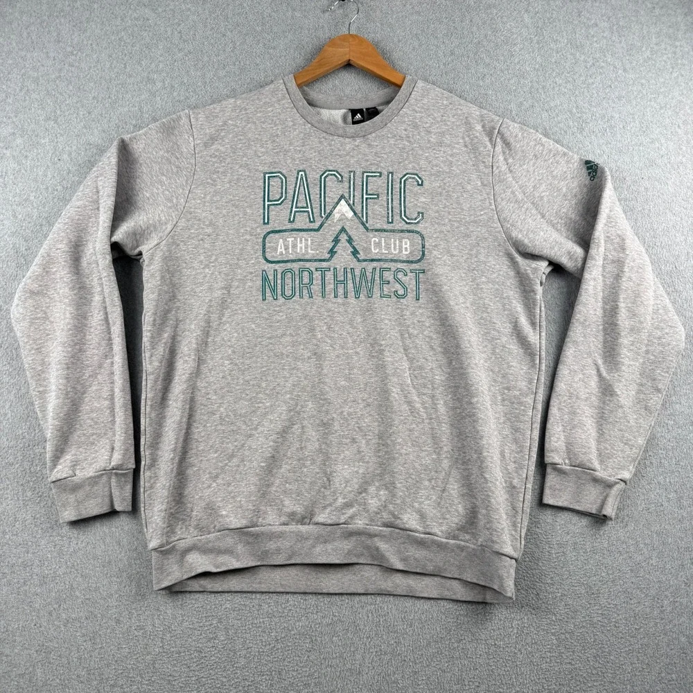 Adidas Sweatshirt Mens L Pacific Northwest Athl Club Gray Fleece Graphic PNW